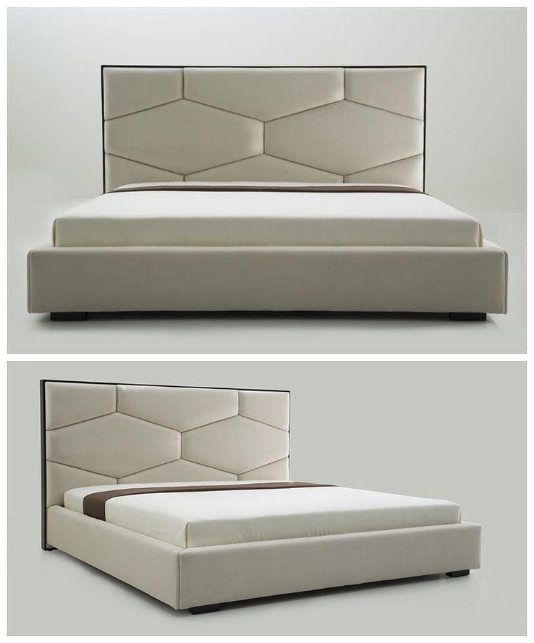 White Honeycomb Pattern Headboard Bed