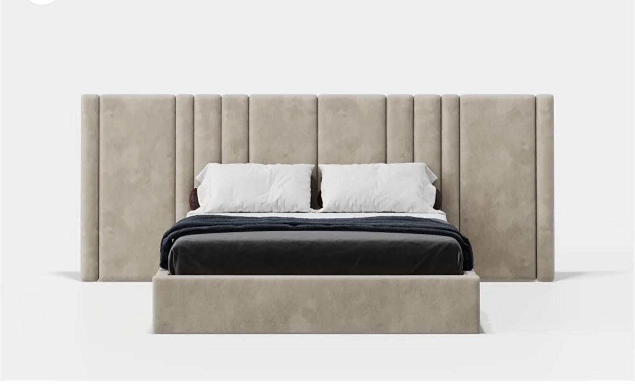 Beige Vertical Channel King Bed