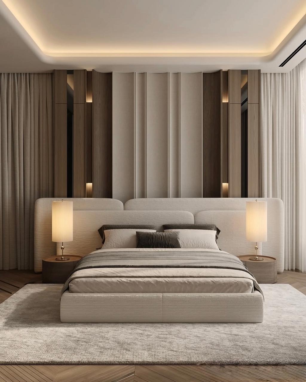 Luxury Platform King Bed with Wall Panel