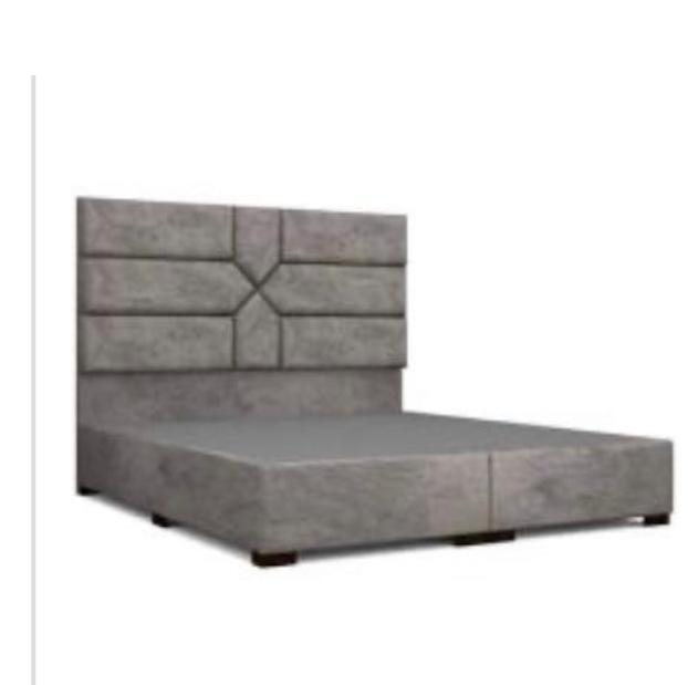 Grey Stone Texture X-Pattern Bed Frame